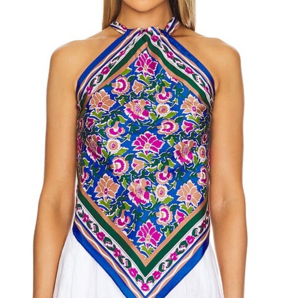 Veronica Beard Tops - Veronica Beard Blue and Pink Floral Halter Top